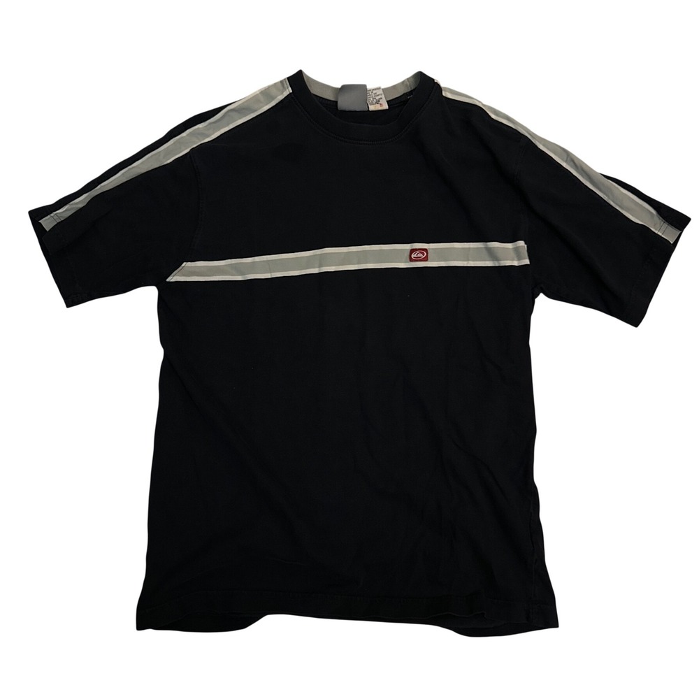 Quiksilver Mens Navy Blue Grey Stripe Short Sleeve T-Shirt Size M RN 22443